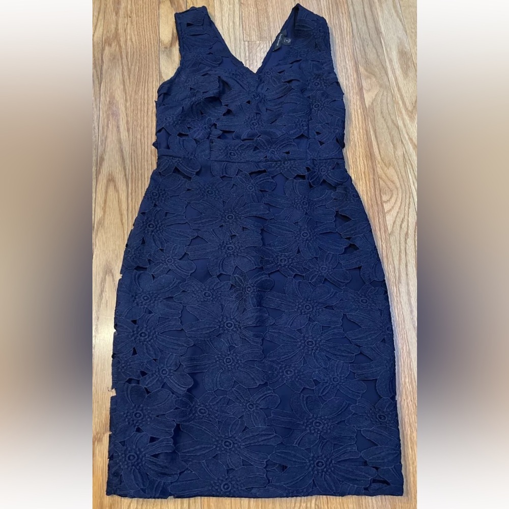 Banana Republic Navy Blue Floral Dress Size 2P 2017